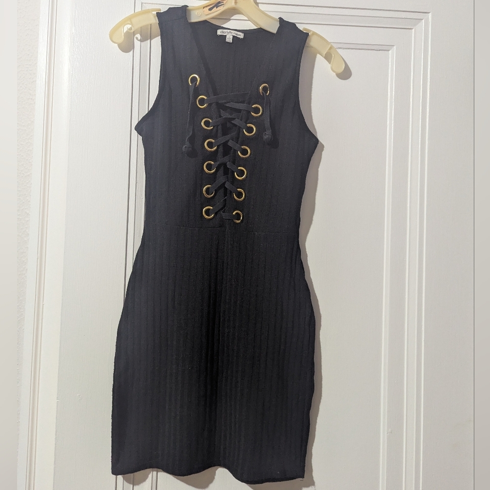Black Lace-Up Mini Dress